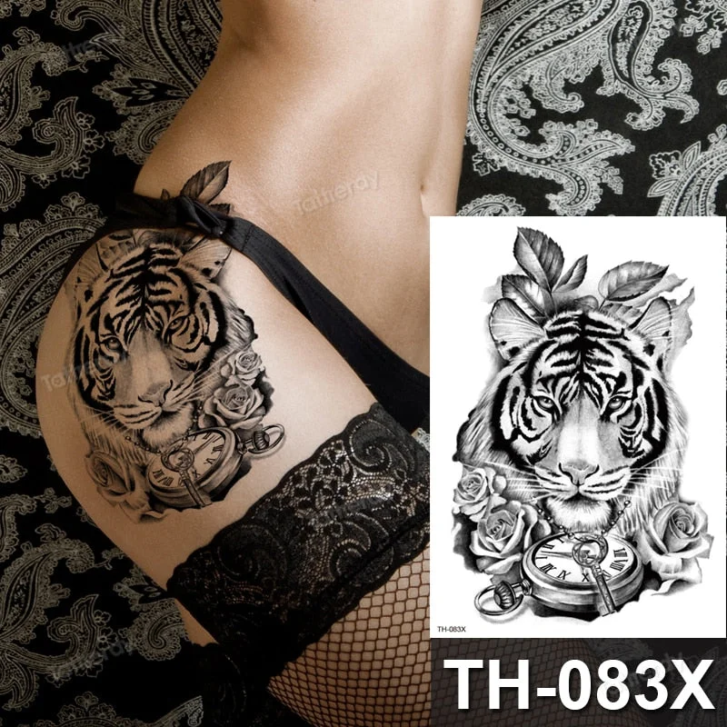 DIY Forest Design Waterproof Fake Temporary Tattoo Wolf Sexy Women Body Art Arm Tattoos Paper For Men Boys Girls Tatoo Large Big