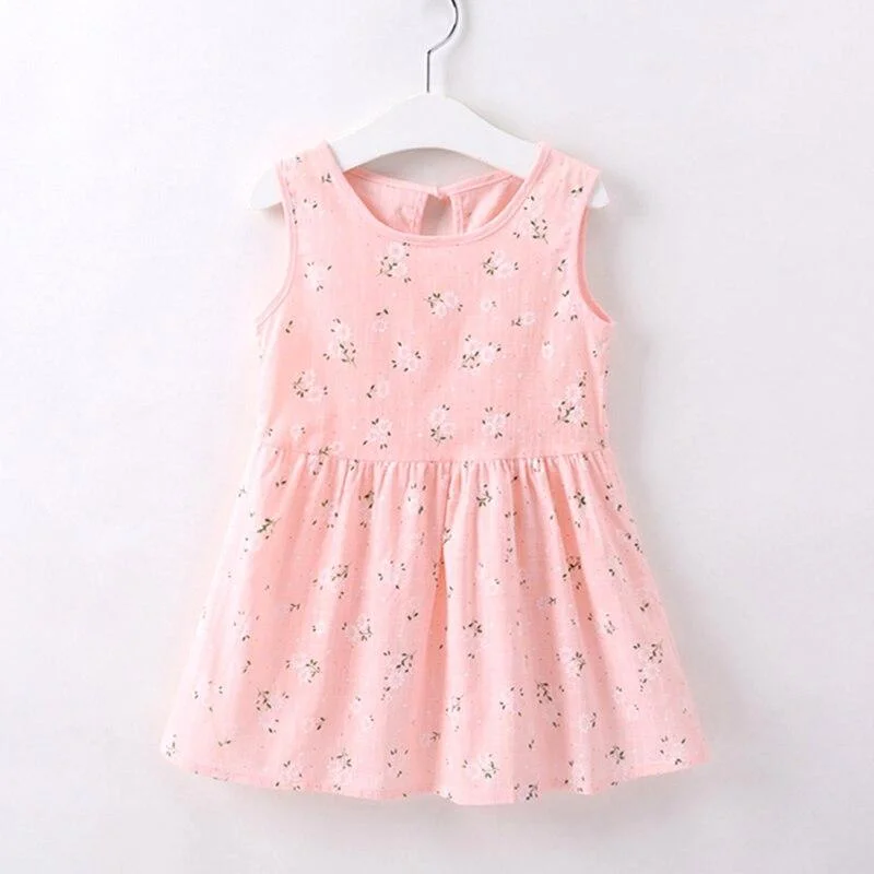 Baby Girl Dress 2020 Summer Kids Sleeveless Braces Dresses Girls Cotton Print Floral Princess Dress Children Casual Clothing