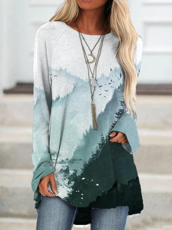 Popular landscape Print Long Sleeve T-Shirts