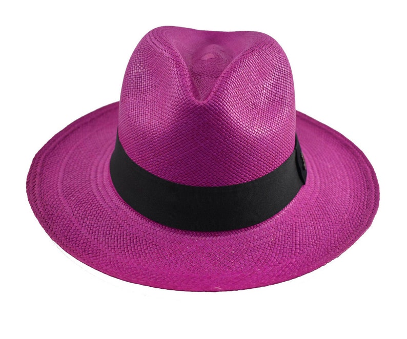 【Clearance sale】Fuchsia Classic Fedora | Genuine Panama Hat | Toquilla Straw | Handwoven in Ecuador - EA - HatBox Included