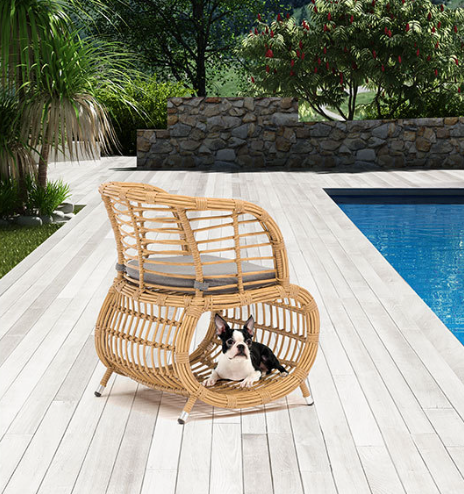 Homemys Outdoor Handmade Chair Rattan Aluminum alloy With Storage