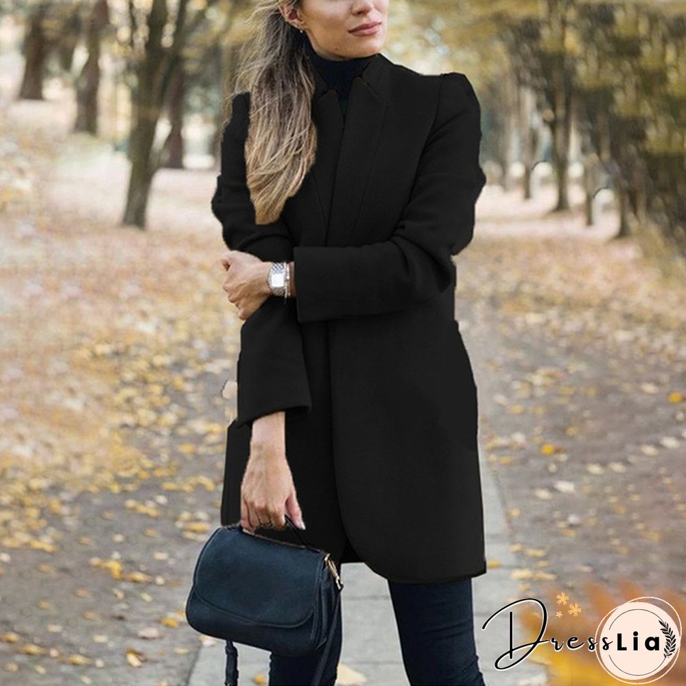 Fashion Women Autumn Winter Long Sleeve Coat Loose Warm Lightweight Jackets Casual Solid Color Parka Cardigans