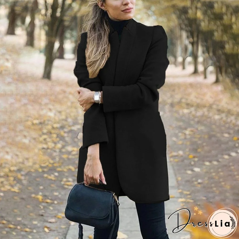 Fashion Women Autumn Winter Long Sleeve Coat Loose Warm Lightweight Jackets Casual Solid Color Parka Cardigans