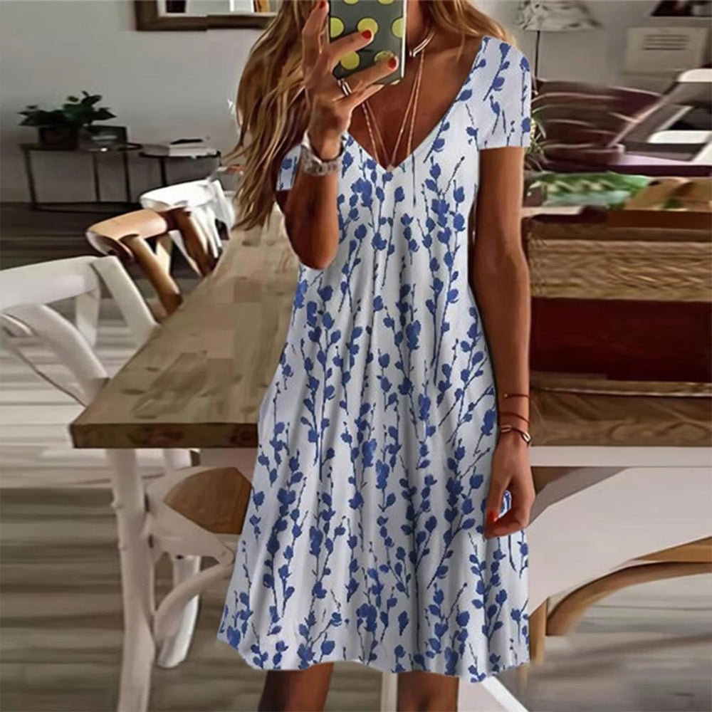 Youthful Plant Print Mini Dress