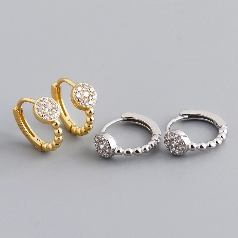 1 Pair 925 Sterling Silver Zircon Geometric Earrings