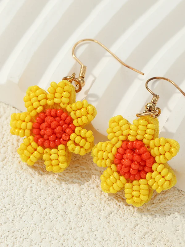 Contrast Color Flower Shape Earrings Accessories Drop Earrings