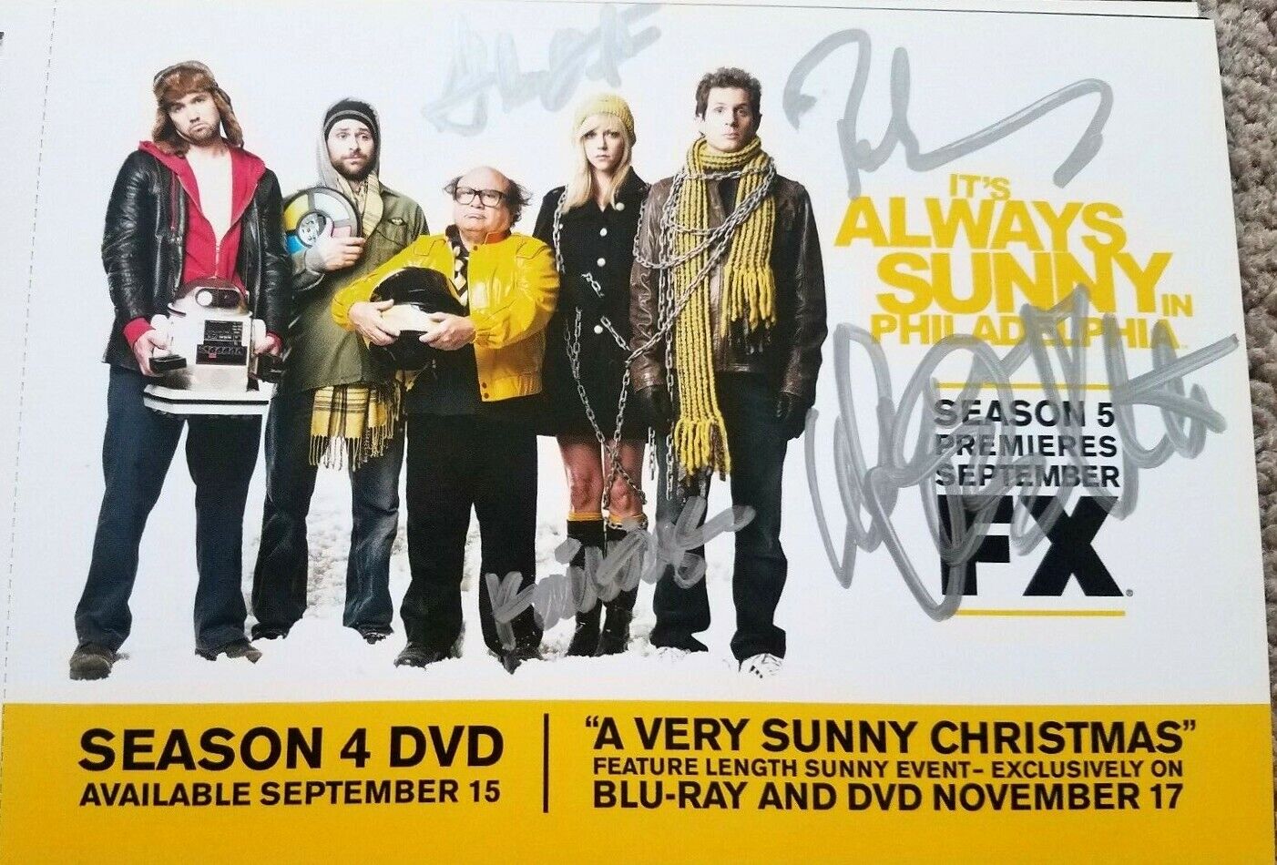 Always Sunny in Philadelphia cast signed autographed 2009 SDCC 5x7 Photo Poster painting DeVito