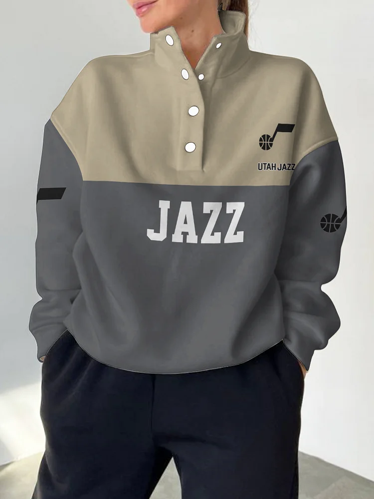 Utah Jazz 2025 New Design Casual Snap Mockneck Pullover