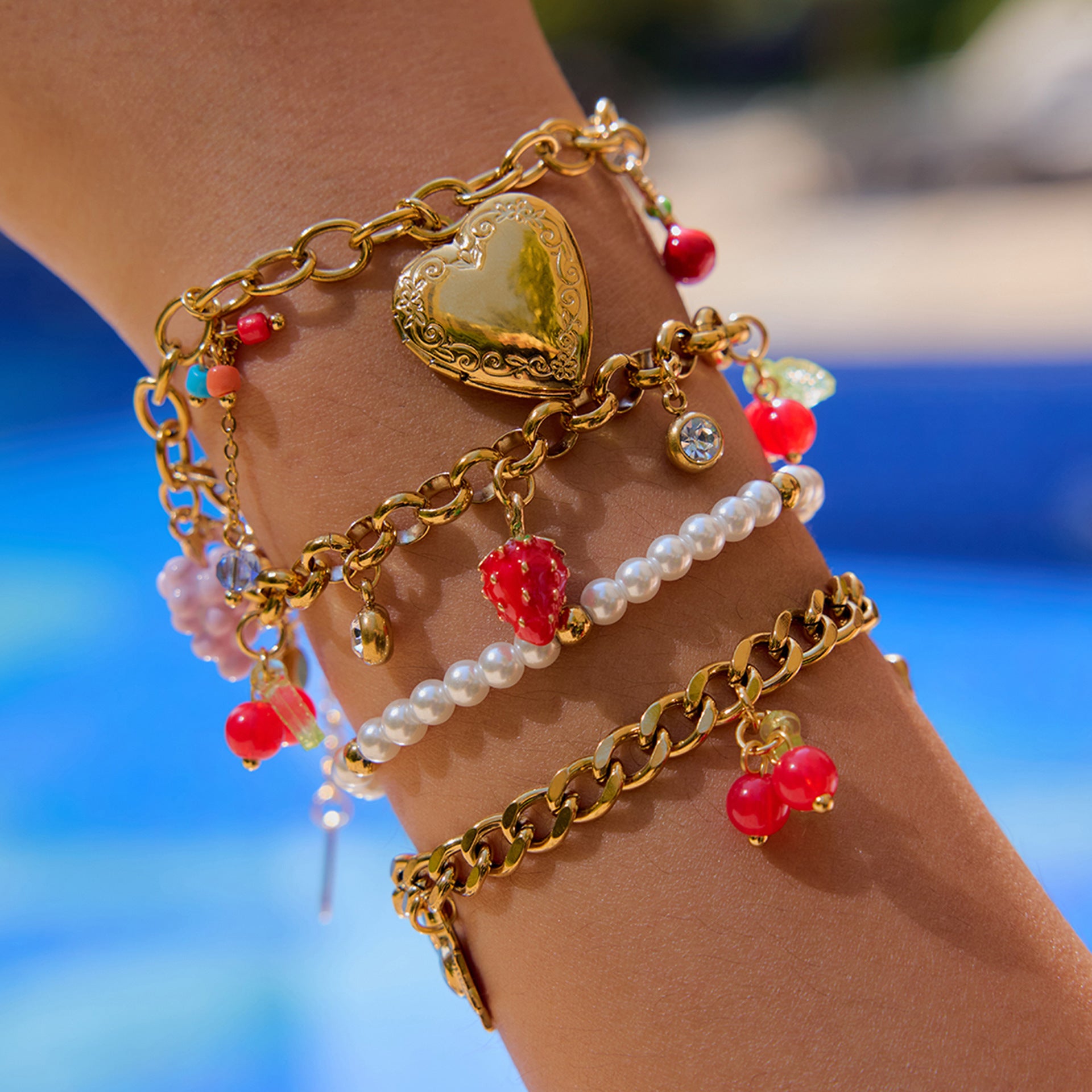 Jie Ding Stainless Steel Stacking Pearl Bracelet Jewelry Hot Sale Titanium Steel Jewelry