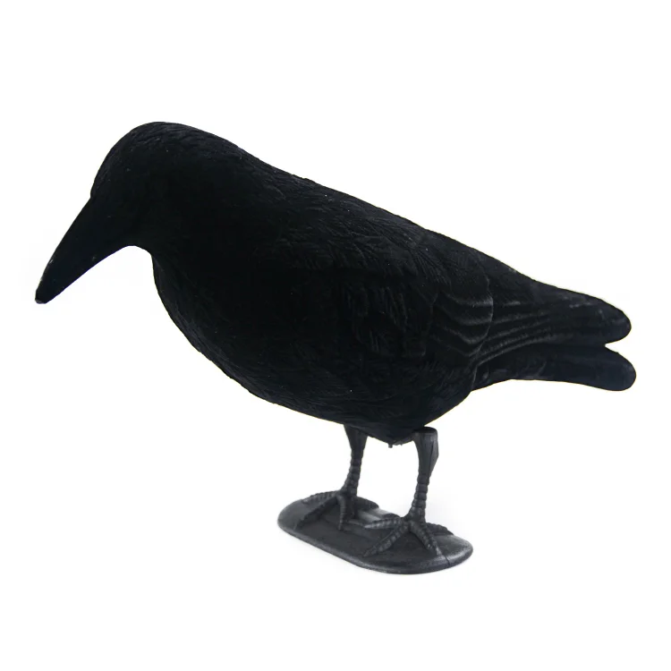 GUGULUZA 1pcs Flocked Crow Decoy Full Body Raven Trap w/ Stick Feet Stand Hunting