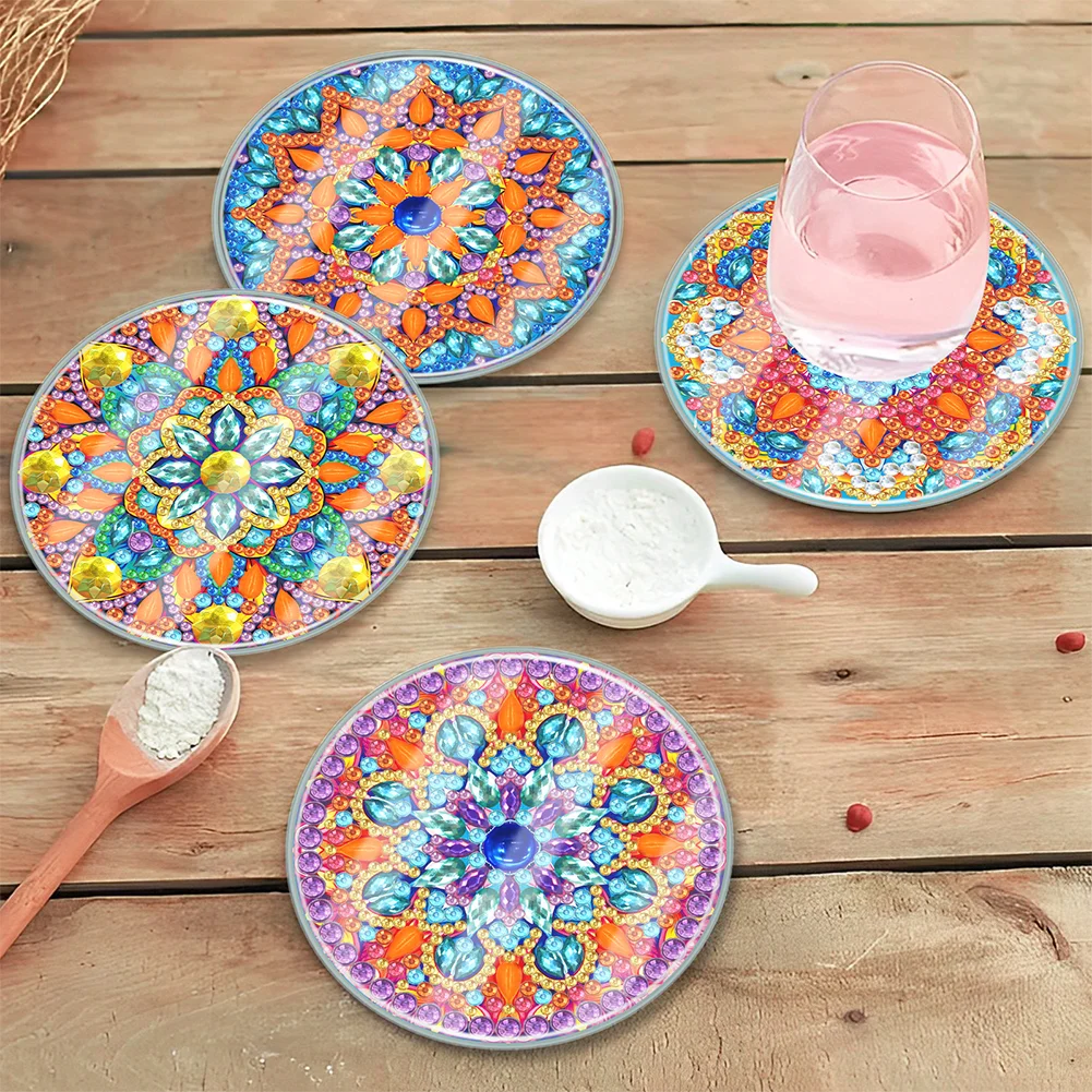 [Upgrade - Waterproof Coaster]6pcs DIY Mandala Coaster Set Holiday Christmas for Adults and Beginners(With Covers)