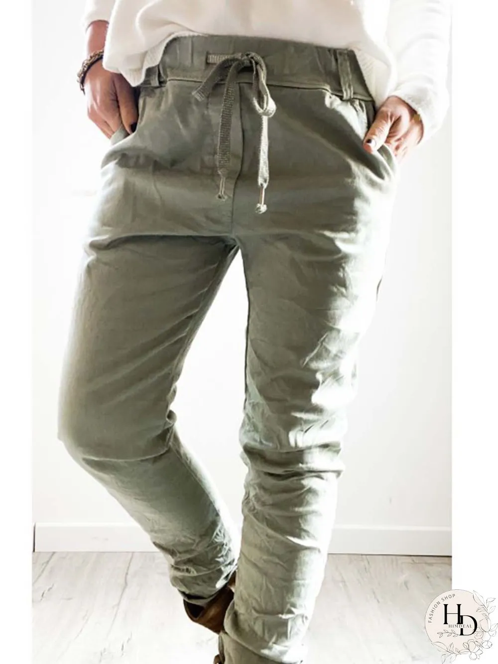 Cotton-Blend Drawstring Pants
