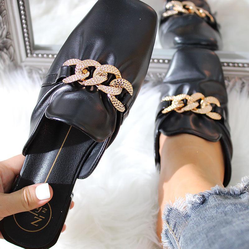 PU Leather Beaded Flat Sandals