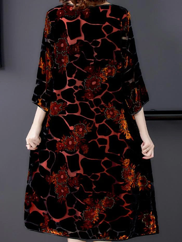 Fashion Plus Size Gold Velvet Dress