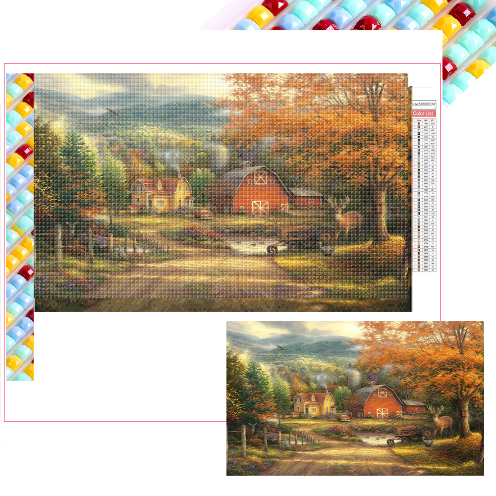Country House 50*30cm(picture) full square drill diamond painting