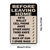 Home Bring Key Gun Cell Knife - Vintage Metal Signs - 20*30cm/30*40cm - Warning