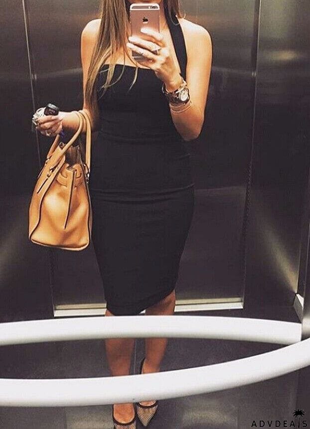 Sexy Solid Color Bodycon Dress