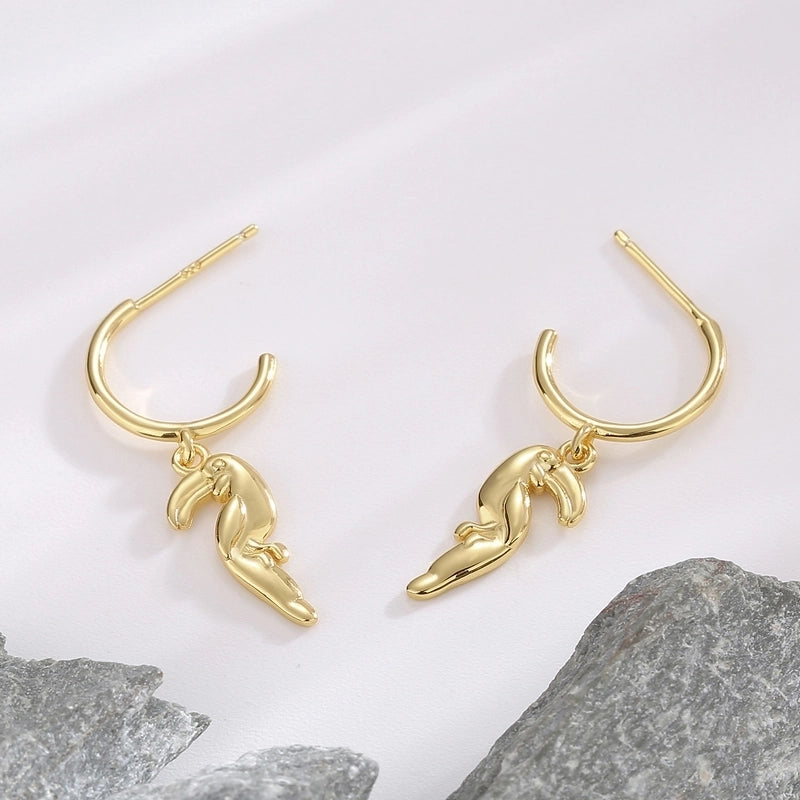 1 Pair 925 Sterling Silver Parrot Drop Earrings