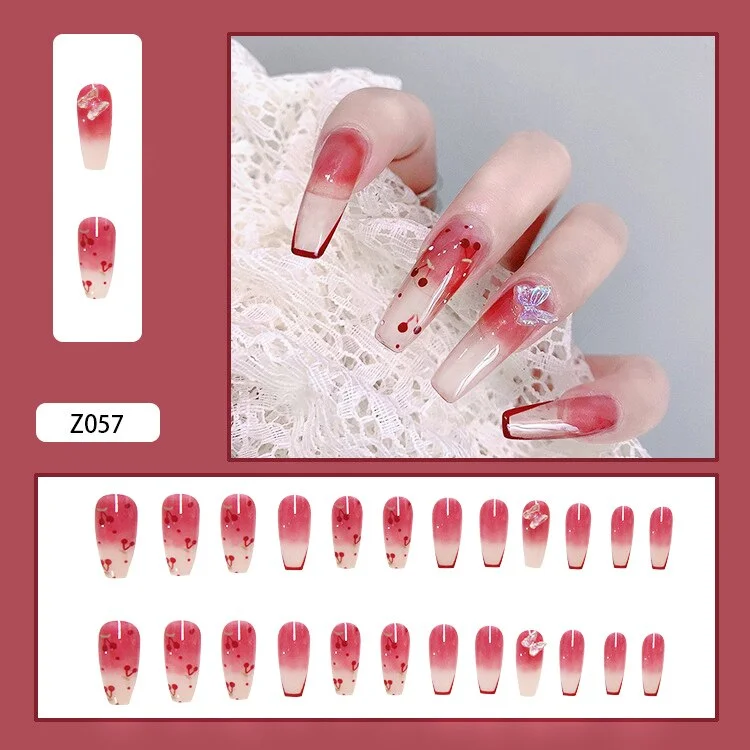 Butterfly Pattern Three-dimensional Butterfly Fairy Nail Art Wearable False Nails With Glue 24pcs/box With DIY Tools-Nail Inspo