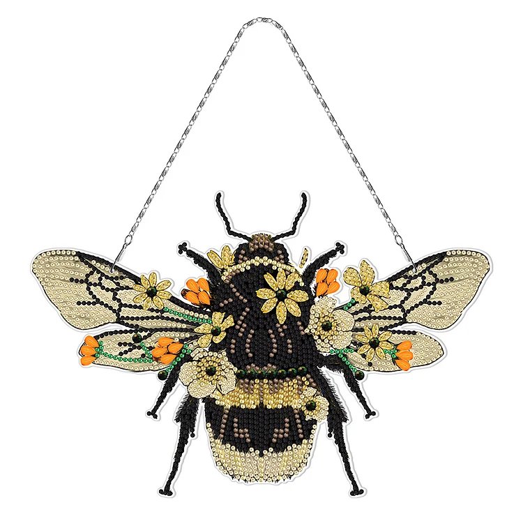 DIY Diamond Special Shape Partial Drill Bee Pendant DIY Decor (28x18.5cm)