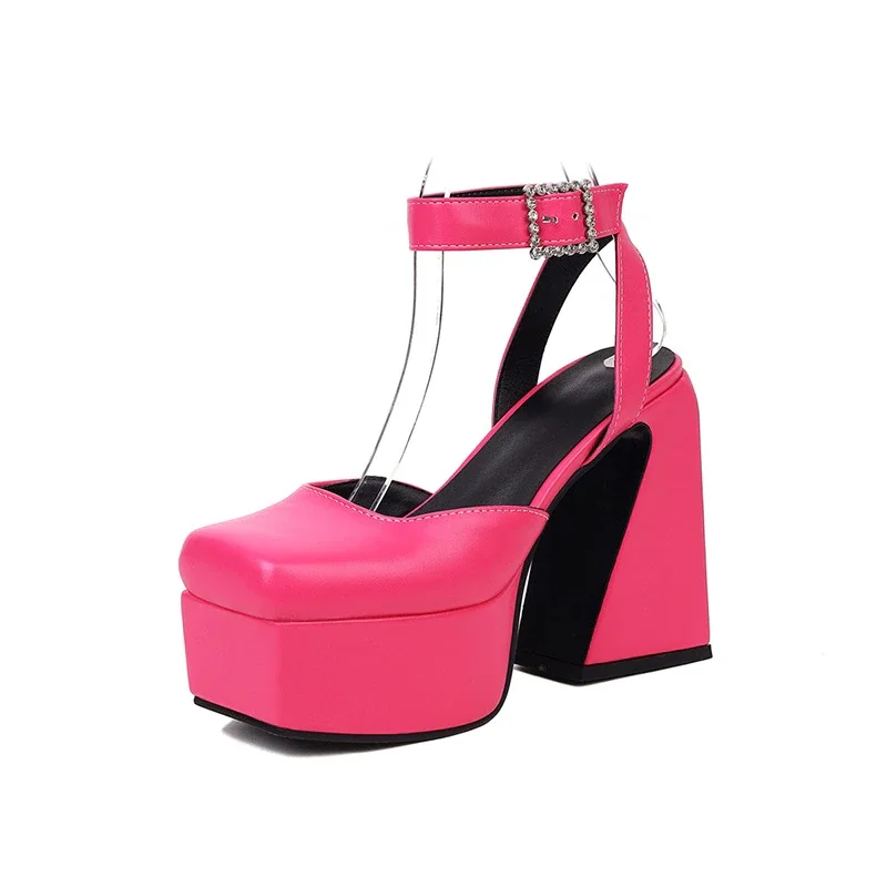 Qengg MCCKLE Summer Sandals Women Square Toe Platform High Heels Ladies Shoes Sexy Designer Party Wedding Female Sandal Woman Pumps