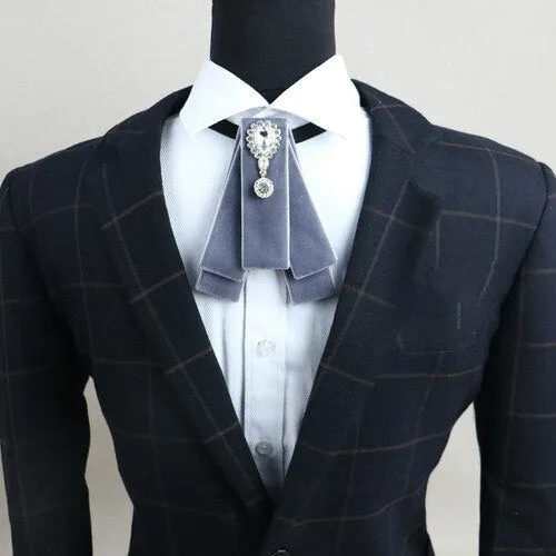 Fashion New Retro Vintage Design Bowtie Handmade Men's Rhinestone British Dress Wedding Groom Velvet Bow Tie for Men Accessories