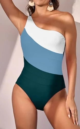 One Shoulder Tummy Control One Piece Swimsuit