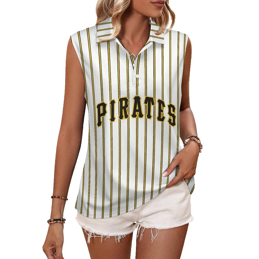 V-neck Sleeveless Casual POLO Shirt Tank Top for Women Printed with Pattern,Yellow,White,Black