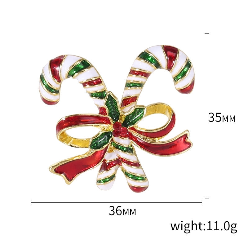 Cute Classic Style Pin Santa Claus Snowflake Elk Alloy Enamel Inlay Rhinestones Unisex Brooches