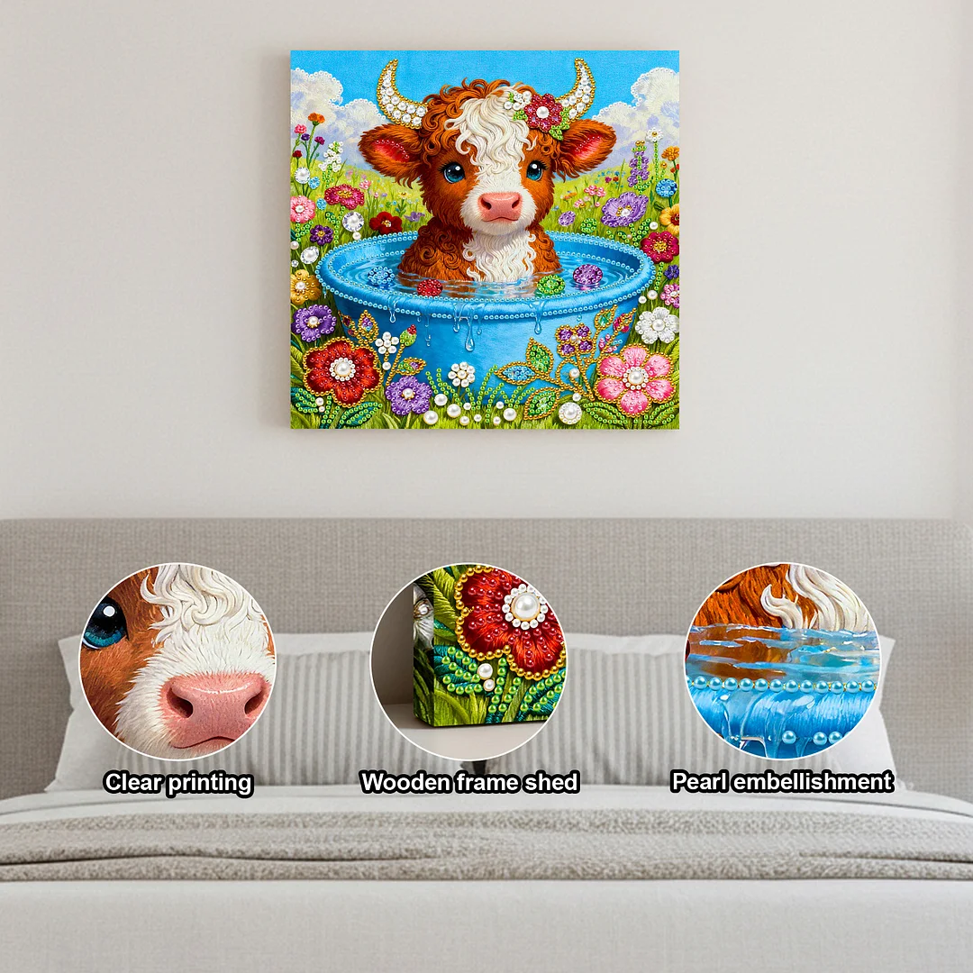 Calf Art Diamond Painting Kit for Adults Home Decor 25x25cm With Frame