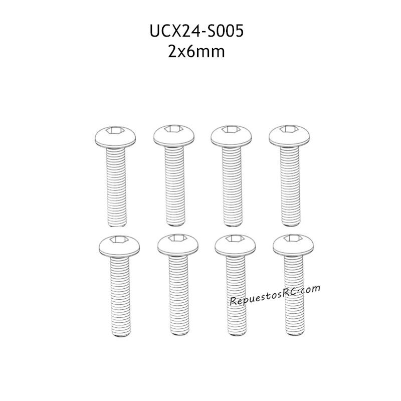 UDIRC UCX2405 Accesorios 2x6mm Tornillo Hexagonal de Cabeza Cil&iacute;ndrica para M&aacute;quinas UCX24-S005