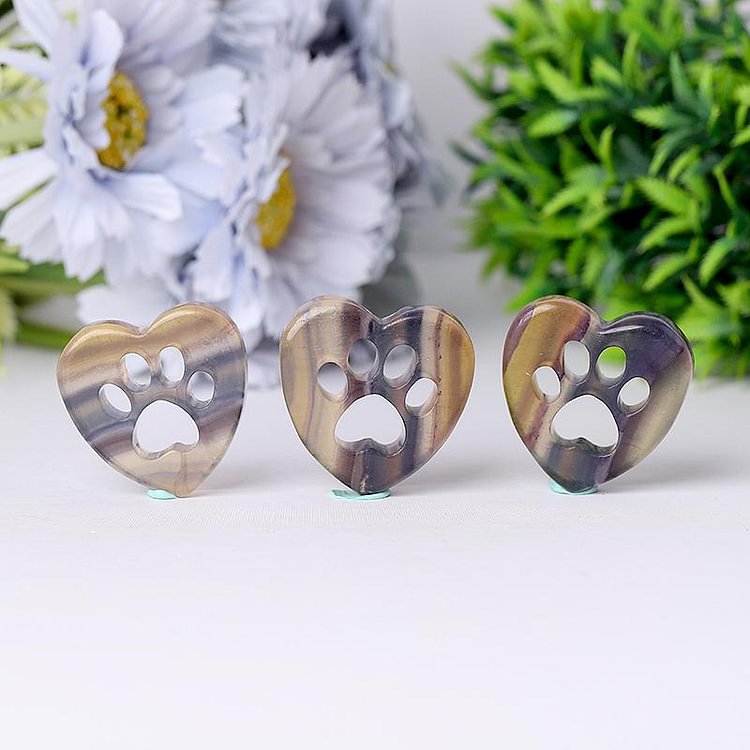 1.5" Heart with Cat Paw Shape Crystal Carvings Crystal wholesale suppliers