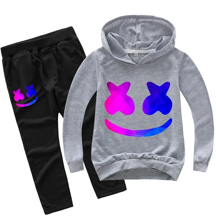Girls Boys Dj Marshmello Printed Cotton Hoodie And Pants Tracksuit-Mayoulove