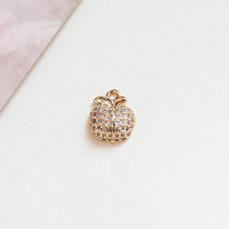 10 PCS/Package 10*11mm 10 * 14mm Alloy Zircon Cherry Fruit Watermelon Pendant Jewelry Accessories