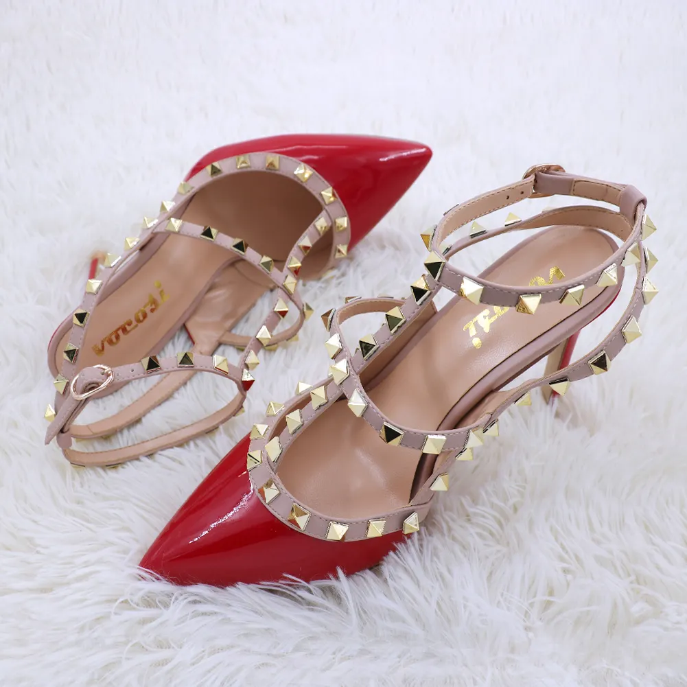 100mm High Heels Rivets Sandals PU-vocosishoes
