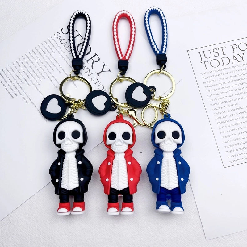 Cartoon Style Heart Shape Skull Silica Gel Halloween Unisex Keychain