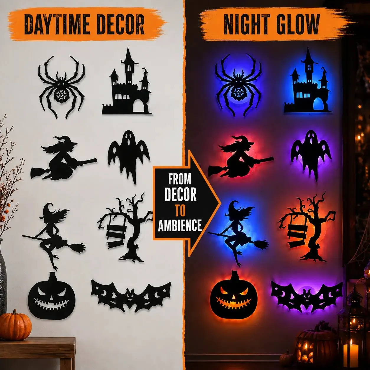 Peel-and-stick Halloween light decoration
