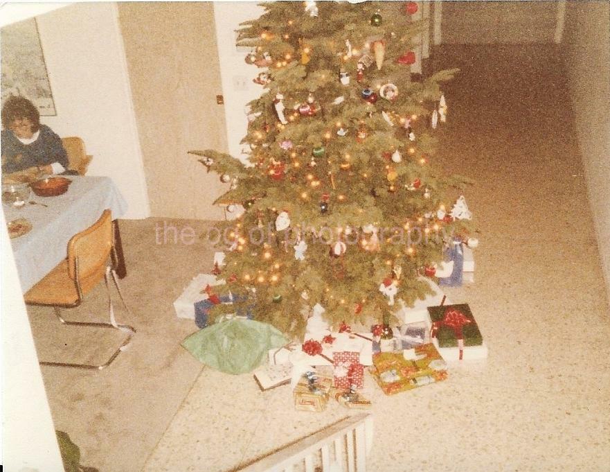 Christmas Tree FOUND Photo Poster painting ColorOriginal Snapshot VINTAGE 04 16 I