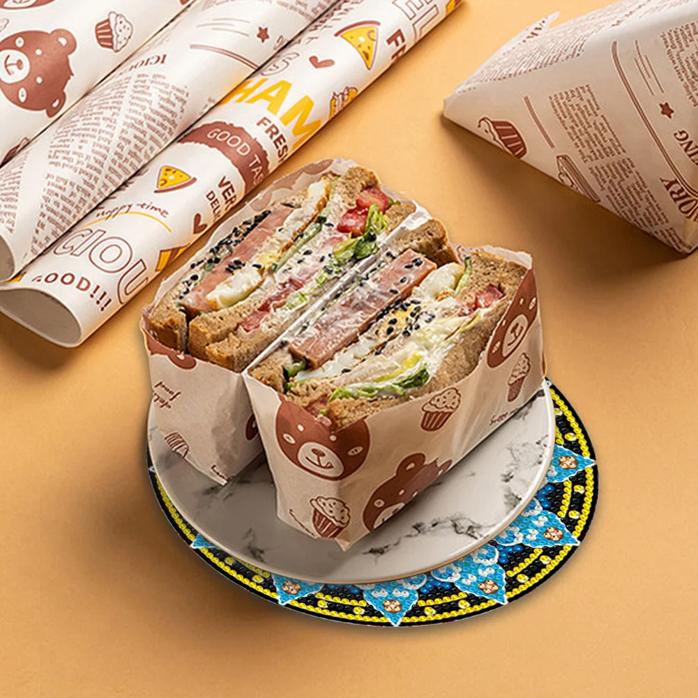 4pcs DIY Gnome Acrylic Diamond Painted Placemats for Dining Table Decor(16*16cm)