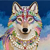 DIY Pearl Painting Wolf for Home Decor with Frame(25x25cm)