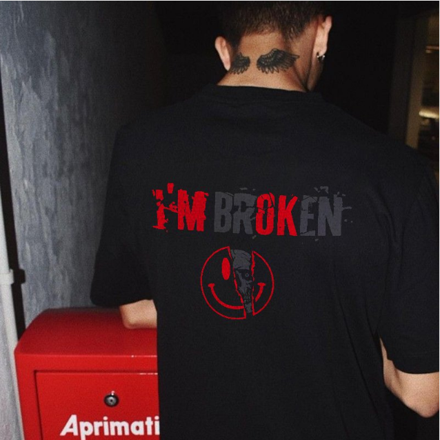 I'm Broken Printed Skull Face Men's T-shirt