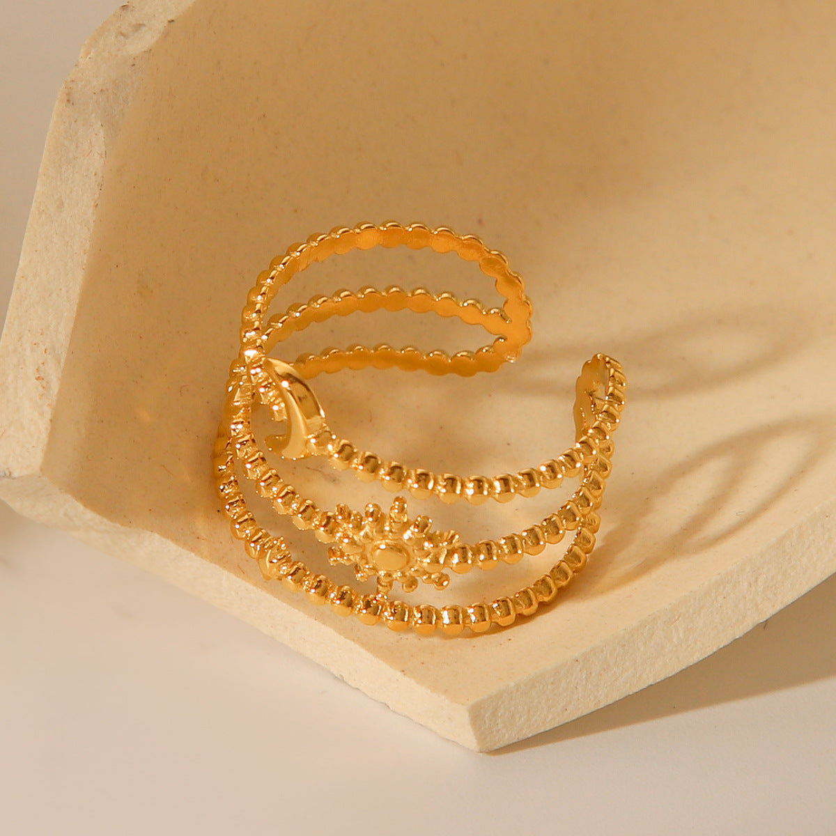 Open Ring IG Style Pentagram Geometric Stainless Steel Electroplating Rings