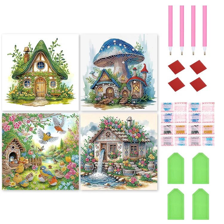 4Pcs - Special Shaped Drill Diamond Painting - 30*30CM(Canvas)