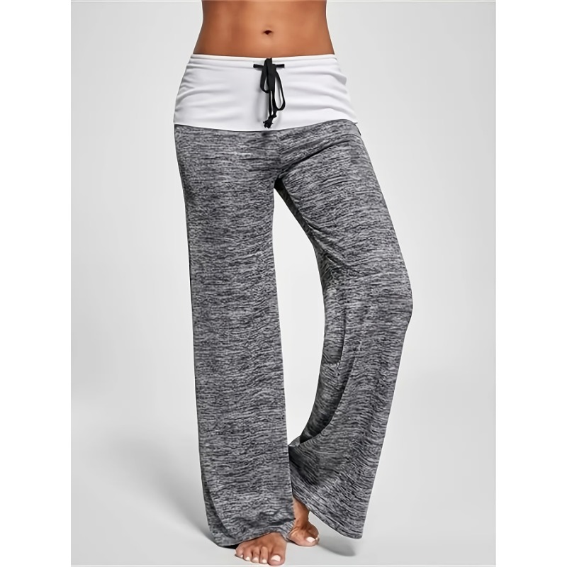 Plus Size 1XL-5XL Women's Fashionable Wide Leg Elastic Yoga Pants Loose Casual Drawstring Patchwork Pants