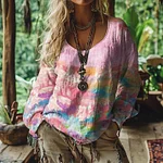 Women's Vintage Gradient Cancer Awareness Ribbon Long Sleeve T-shirt - Image 2