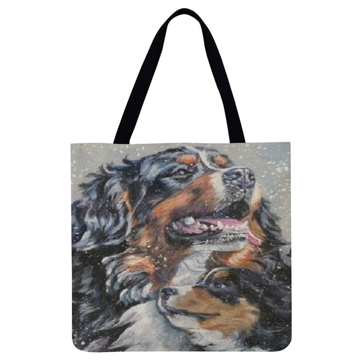 Kawaii Puppies Charles Spaniel Dog Oil Painting - Linen Tote Bag