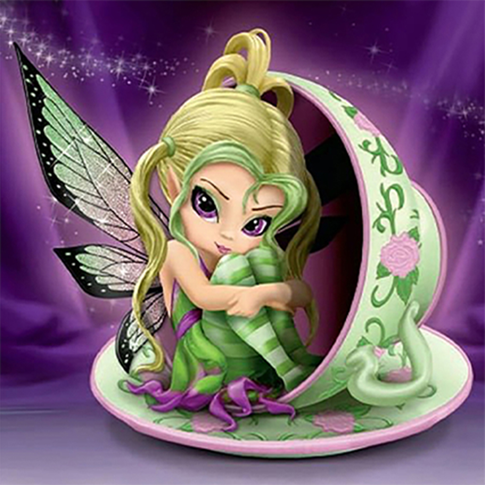 Fairy In A Cup-Paint by Numbers-8"x8"/20x20cm