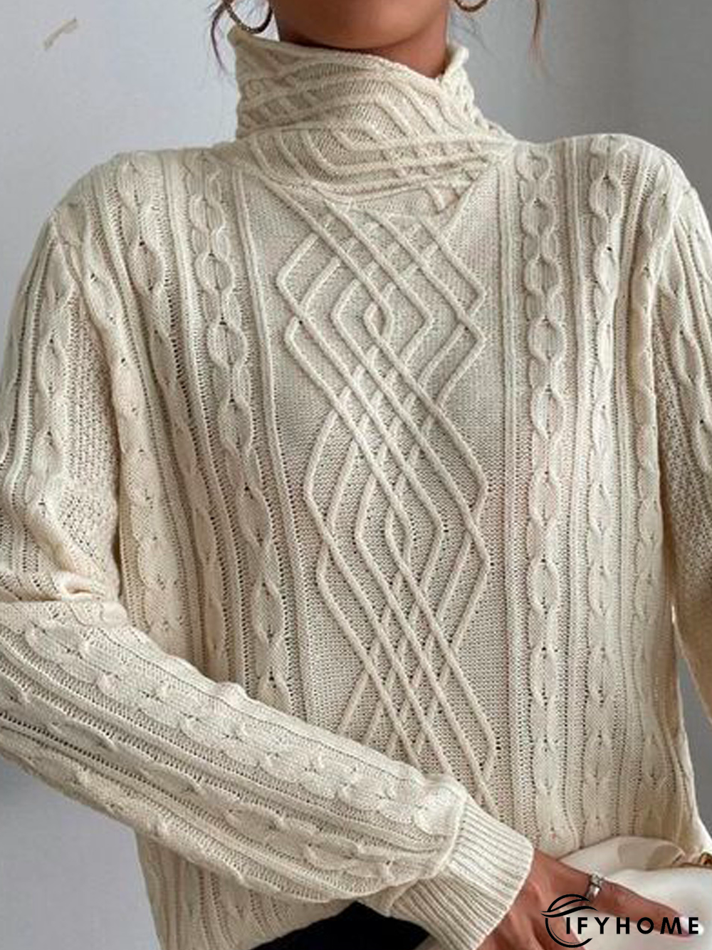 Casual Yarn/Wool Yarn Plain Turtleneck Tunic Sweater | IFYHOME