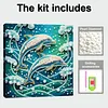 (25x25cm)DIY Dolphin Framed Handmade Pearl Painting Art Craft Kit Living Home Decor