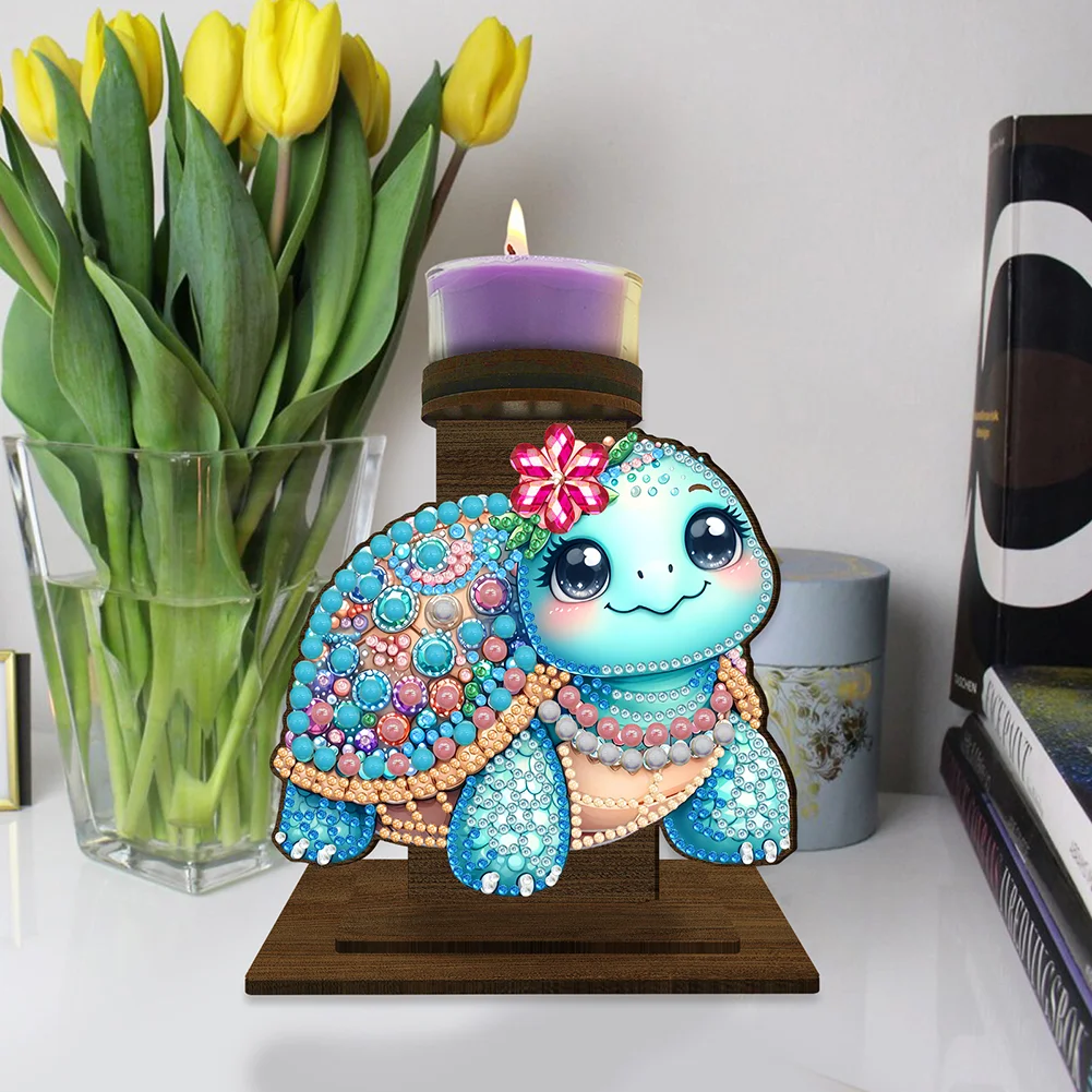 5D DIY Sea Turtle Diamond Painting Desktop Candle Holder Gifts for Family Friend